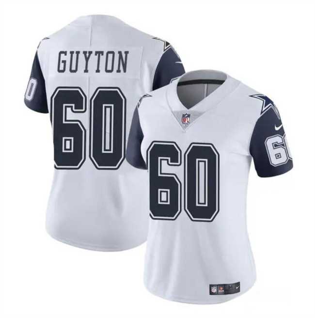 Womens Dallas Cowboys #60 Tyler Guyton White 2024 Draft Color Rush Limited Stitched Jersey Dzhi